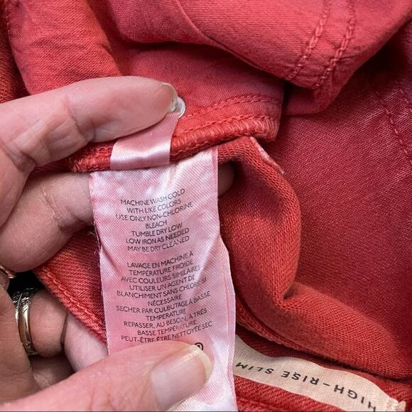 Anthropologie Pilcro Jeans Sz26 Red High-Rise Slim Straight Ankle Distressed NEW - Picture 11 of 12